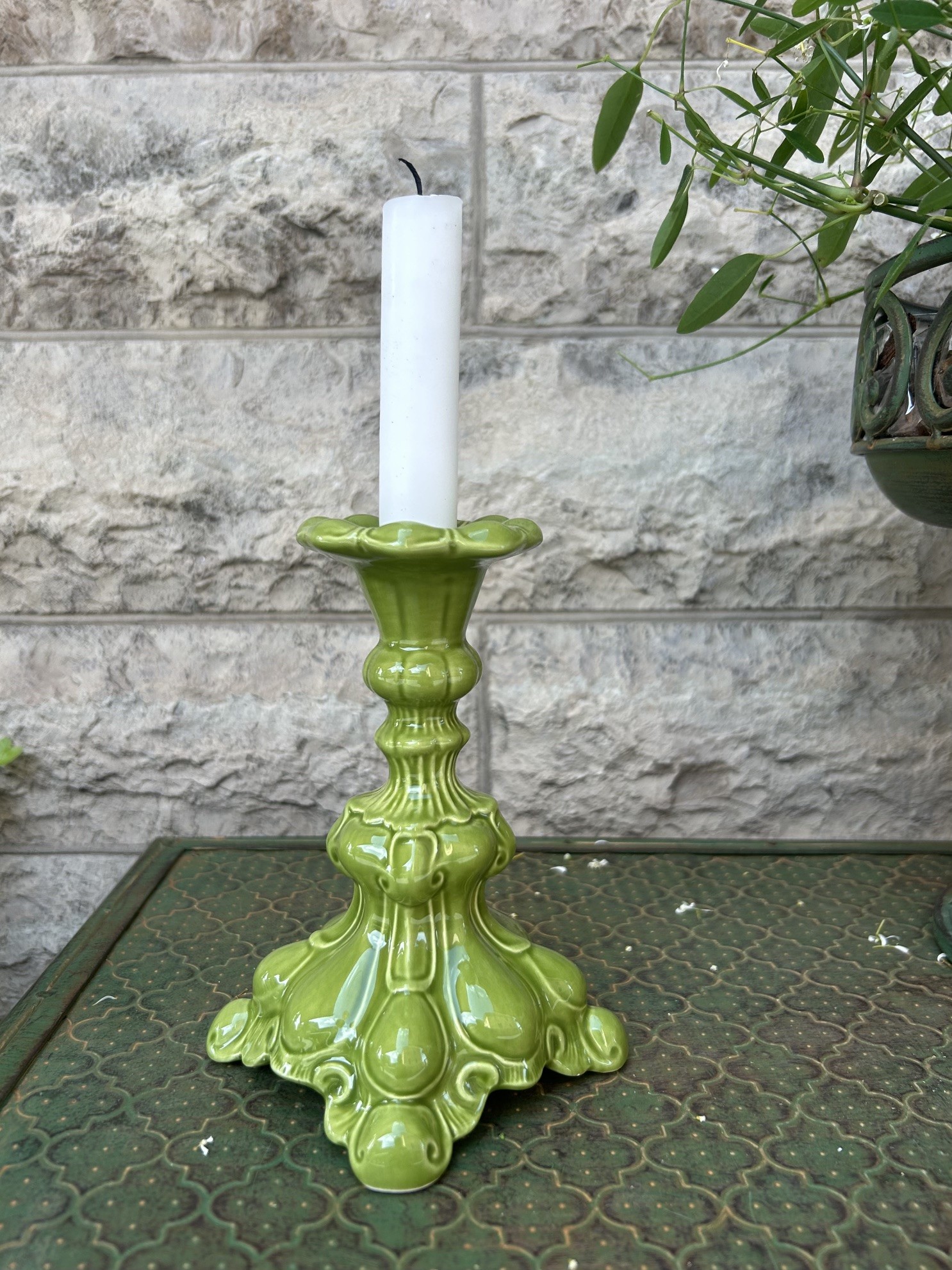 Barock Ljusstake Grön - Bild 3