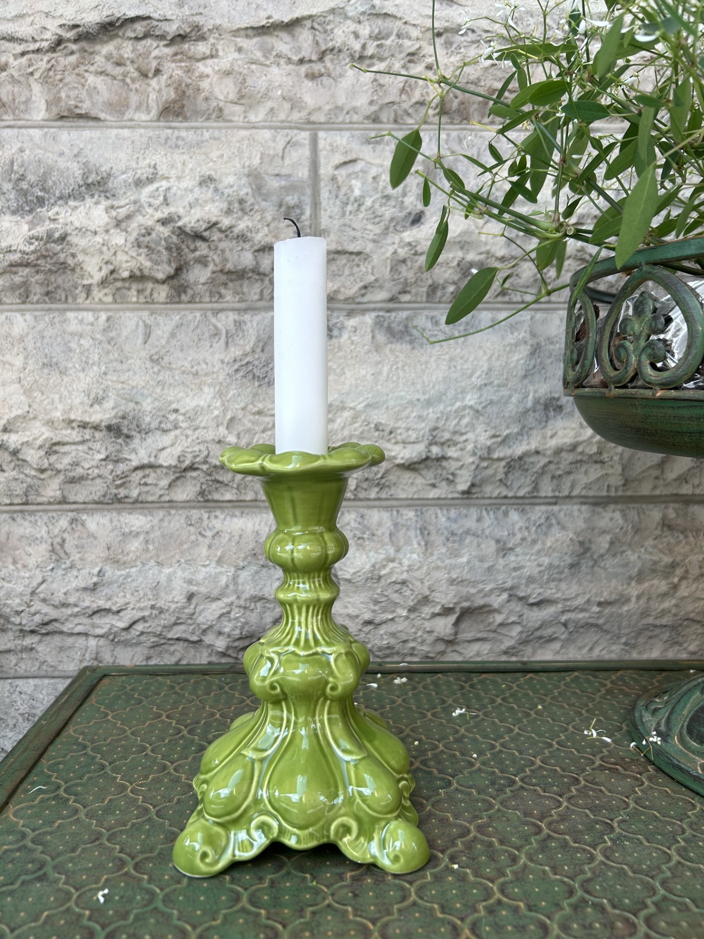 Barock Ljusstake Grön